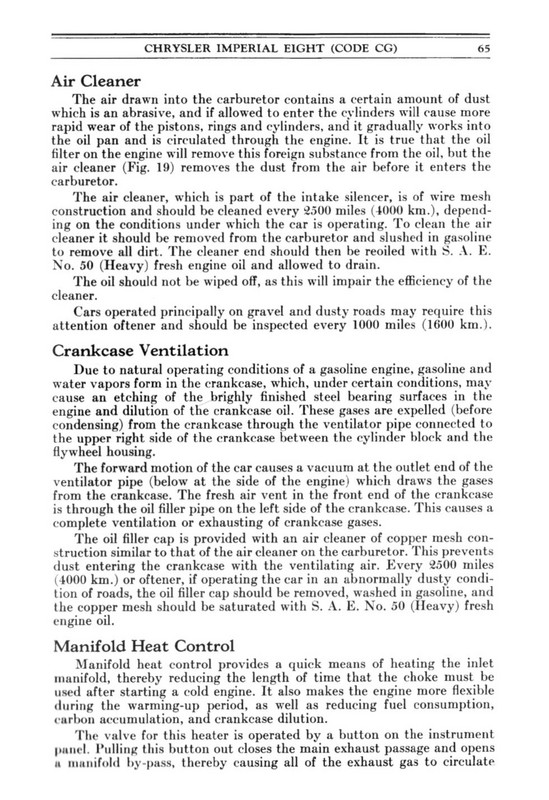 1931 Chrysler Imperial Owners Manual Page 67